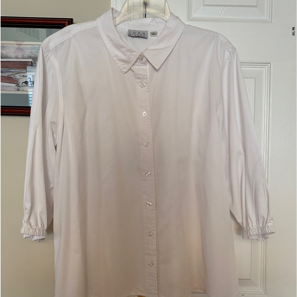 Joan Rivers Sz L White Button Down Shirt